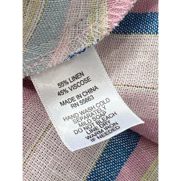 Jones and Co Jones New York Striped Linen Blend Tunic Size L Pink Blue Lagenlook - Picture 6 of 10
